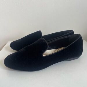 BIRDIES The Starling Bkack Velvet Comfort Flats Slippers 8.5
